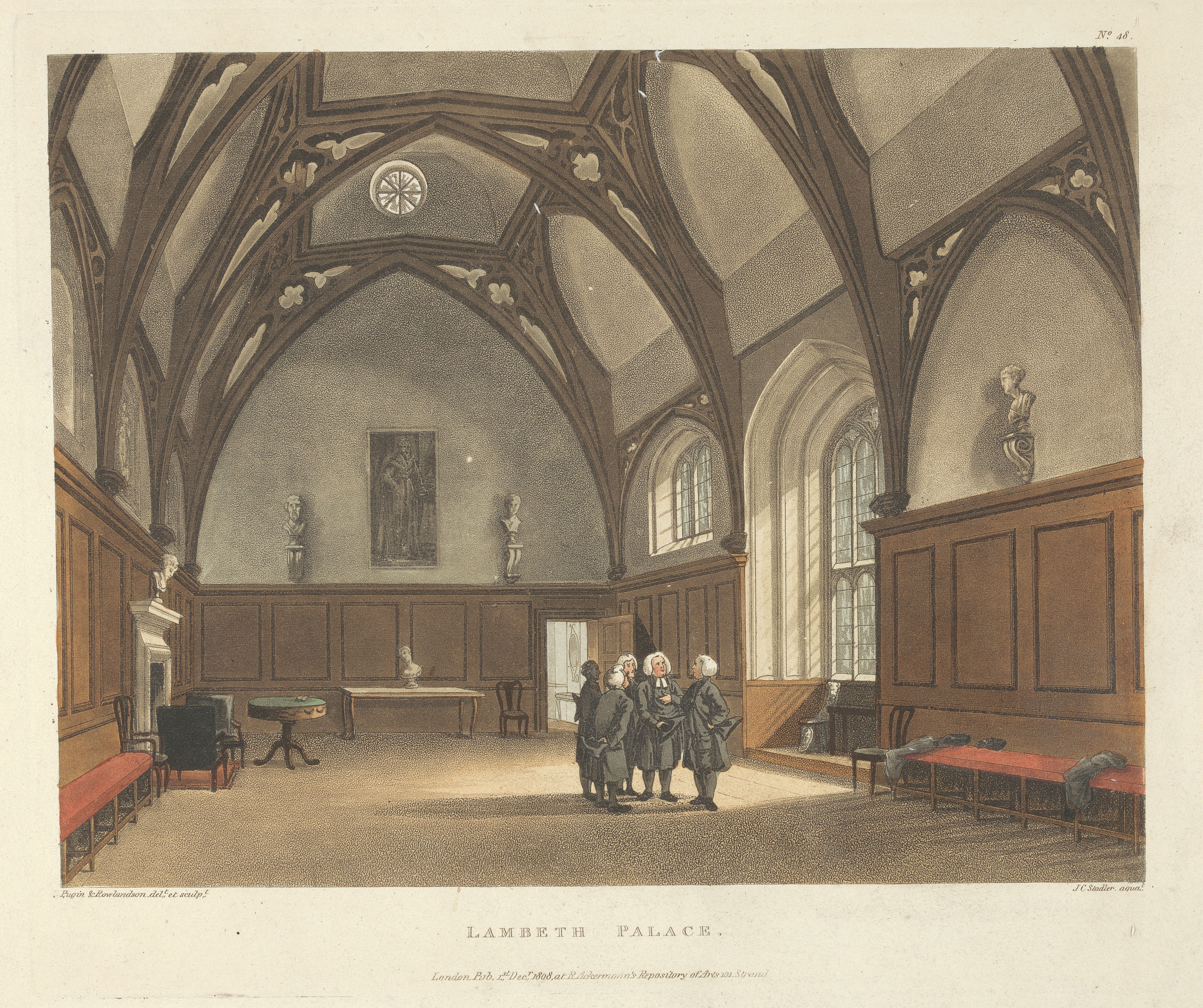 Joseph Constantine Stadler, active 1780–1812, Lambeth Palace, 1808, Aquatint, hand-colored, Yale Center for British Art, Paul Mellon Collection, B1977.14.17388.