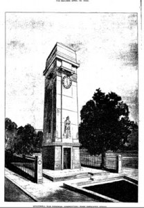 1920: The Builder published drawings of the proposed memorial at Stockwell