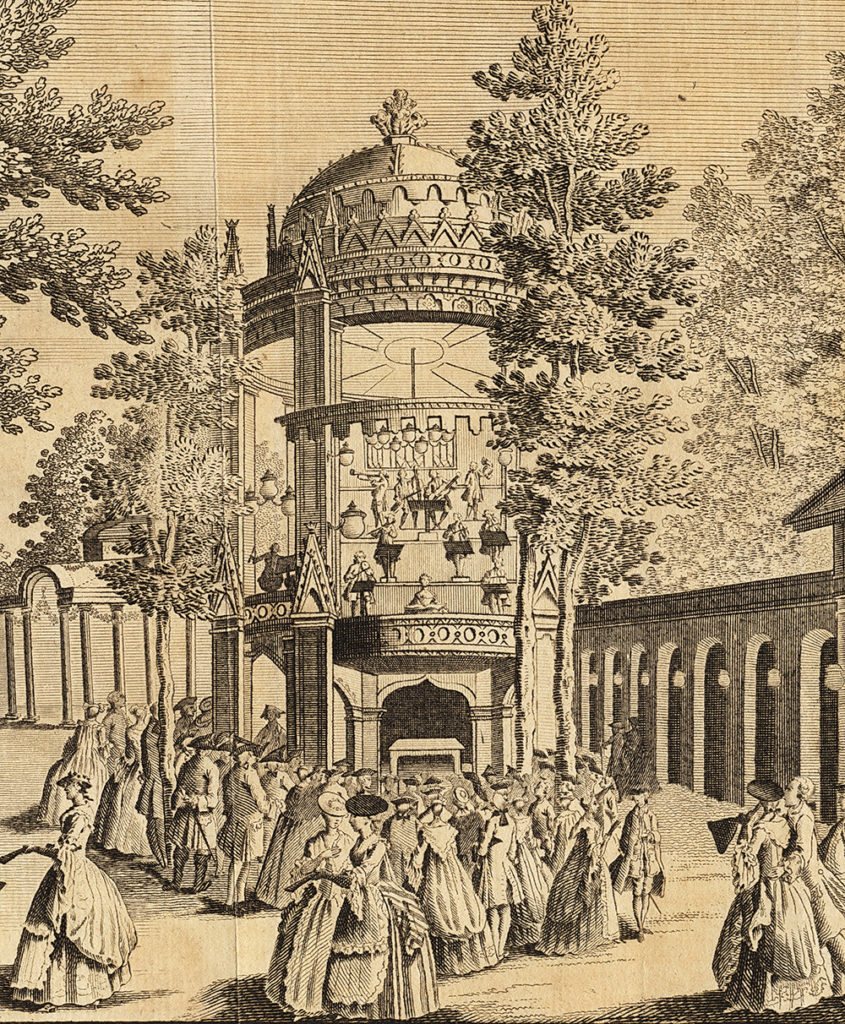 1765 print of the grand walk at vauxhall gardens