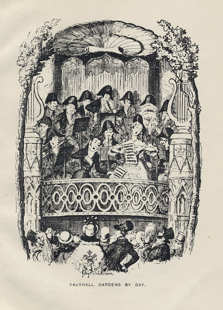 1836 print of the 'shell' at vauxhall gardens
