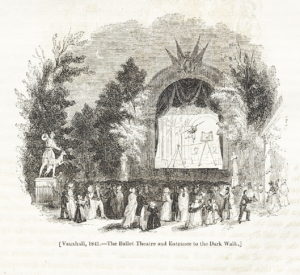 Old print of the ballet theatre at vauxhall gardens