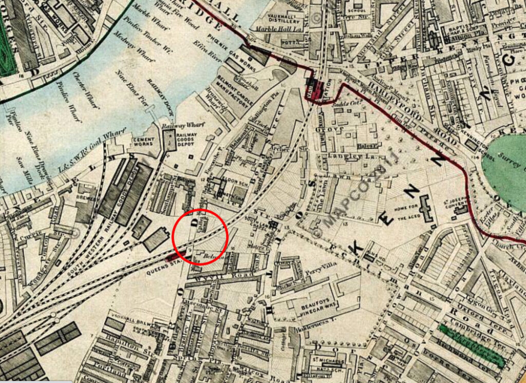 Map of vauxhall from 1872